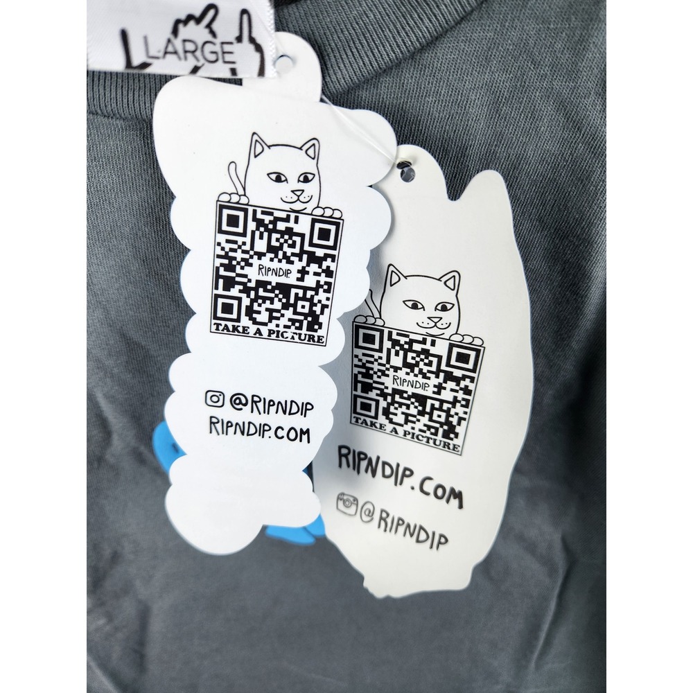RIPNDIP‎ Ribnlove Cropped Baby Tee Charcoal Grey Size Large Heart Logo - Picture 4 of 10